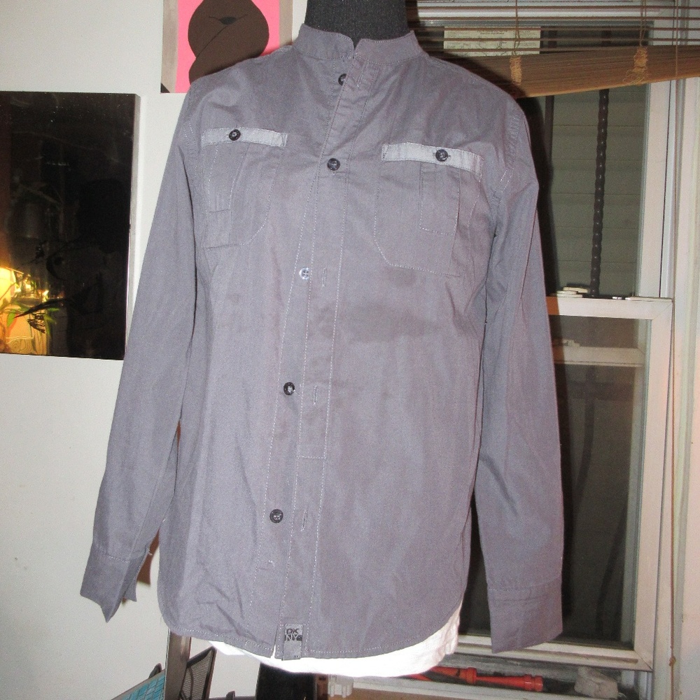 Gray DKNY Collarless  Blouse "HOST PICK"